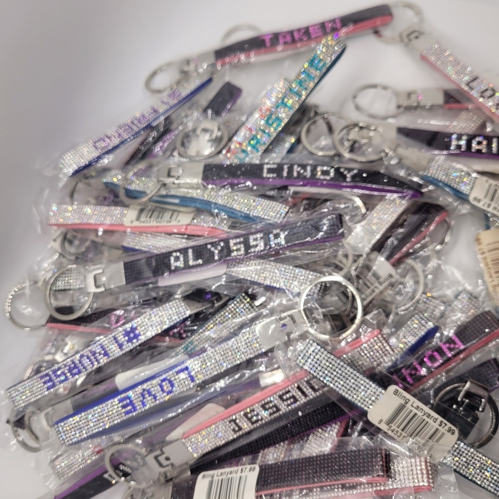 Bling Rhinestone Name Keychain Wristlet Bag Charm New Resellers Lot - Picture 7 of 16